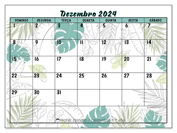 Calendário para imprimir n° 456, dezembro de 2024