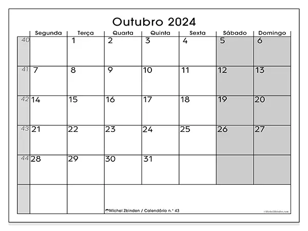 Calendário outubro 2024 43SD