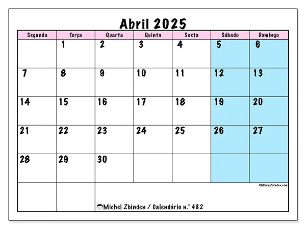 Calendário abril 2025 482SD