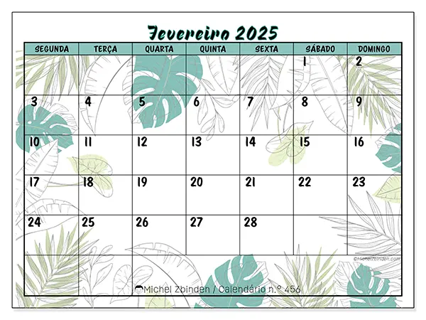 Calendário fevereiro 2025 456SD