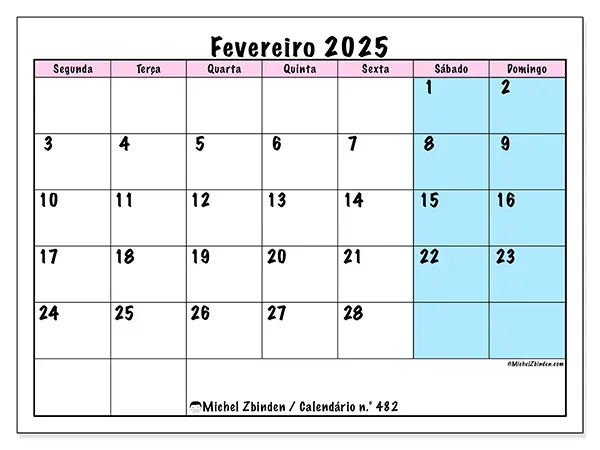 Calendário fevereiro 2025 482SD