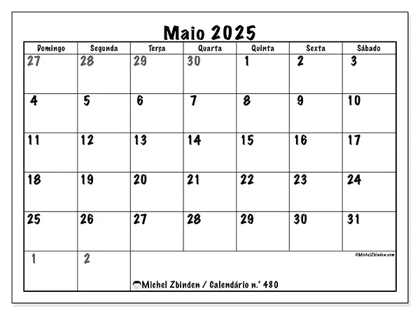Calendário maio 2025 480DS