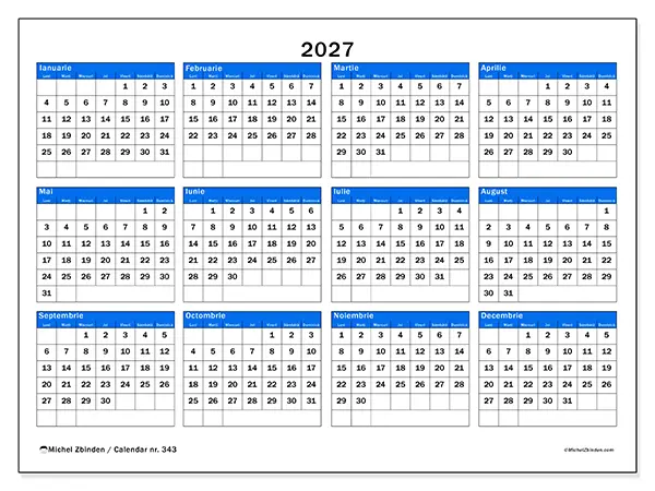 Calendar anual 2027 de tipărit - Viziune strategică