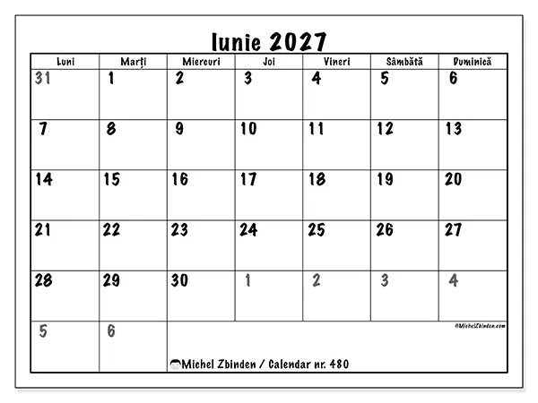 Calendar iunie 2027 de tipărit - Planificare completă