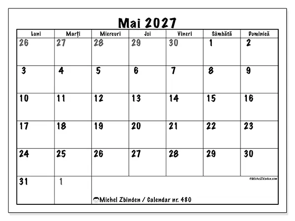 Calendar mai 2027 de tipărit - Planificare completă
