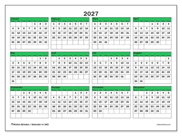 Årskalender 2027 att skriva ut - Hopp för framtiden